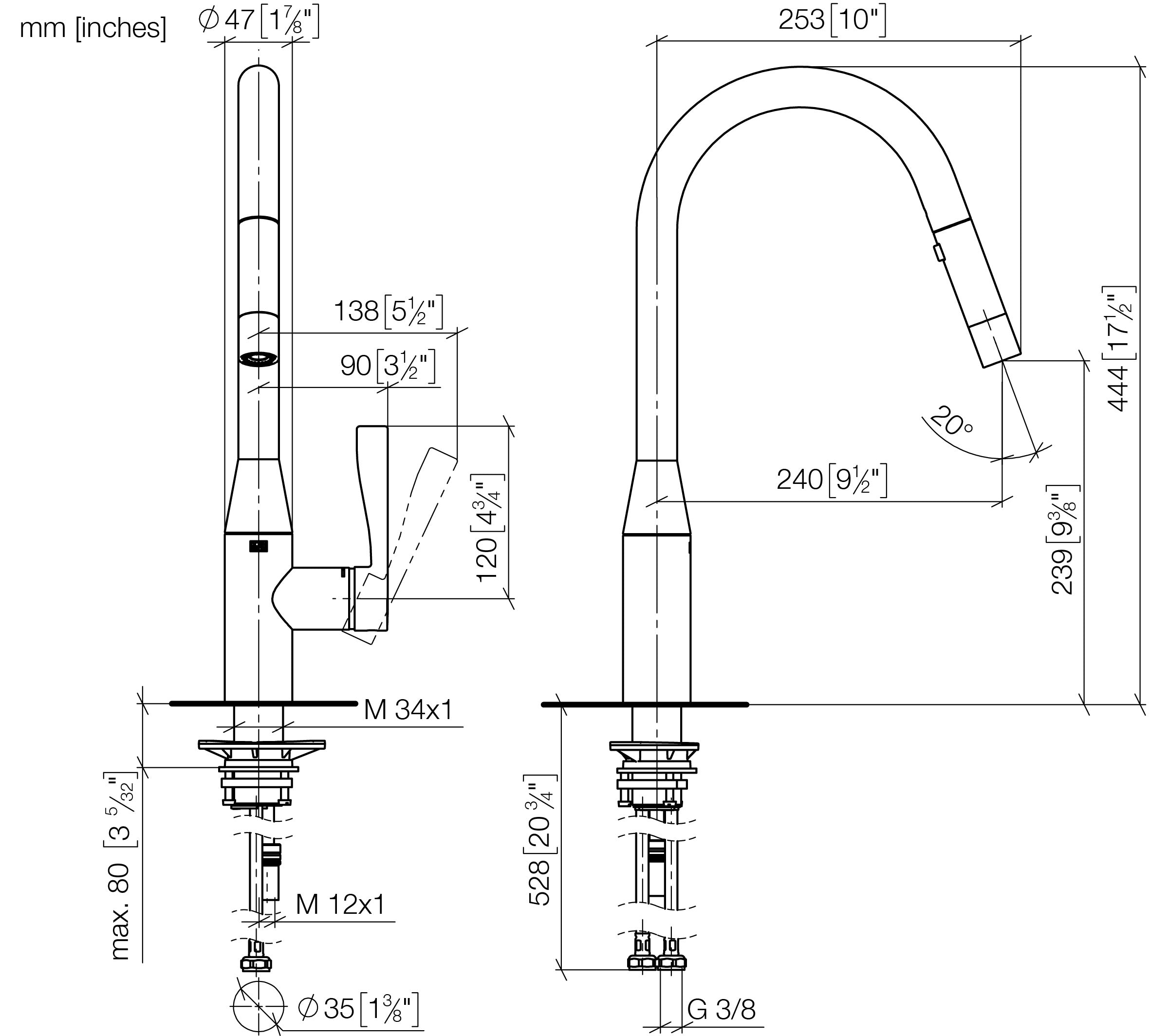 Sync Single Lever Mixer Pull Down With Spray Function Chrome
