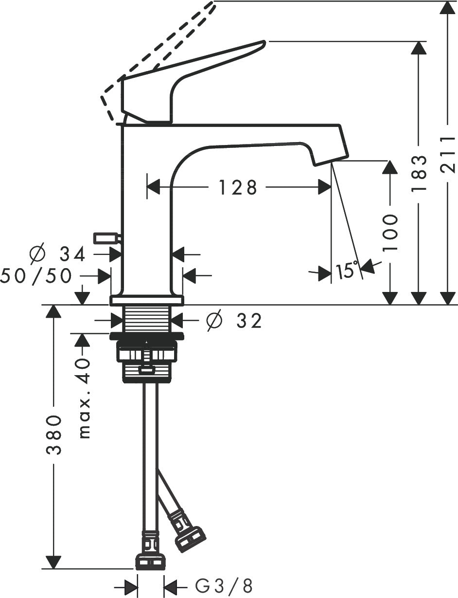 AXOR Citterio M Single lever basin mixer 100 with pop-up waste
