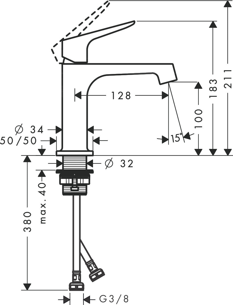 AXOR Citterio M Single lever basin mixer 100 with waste