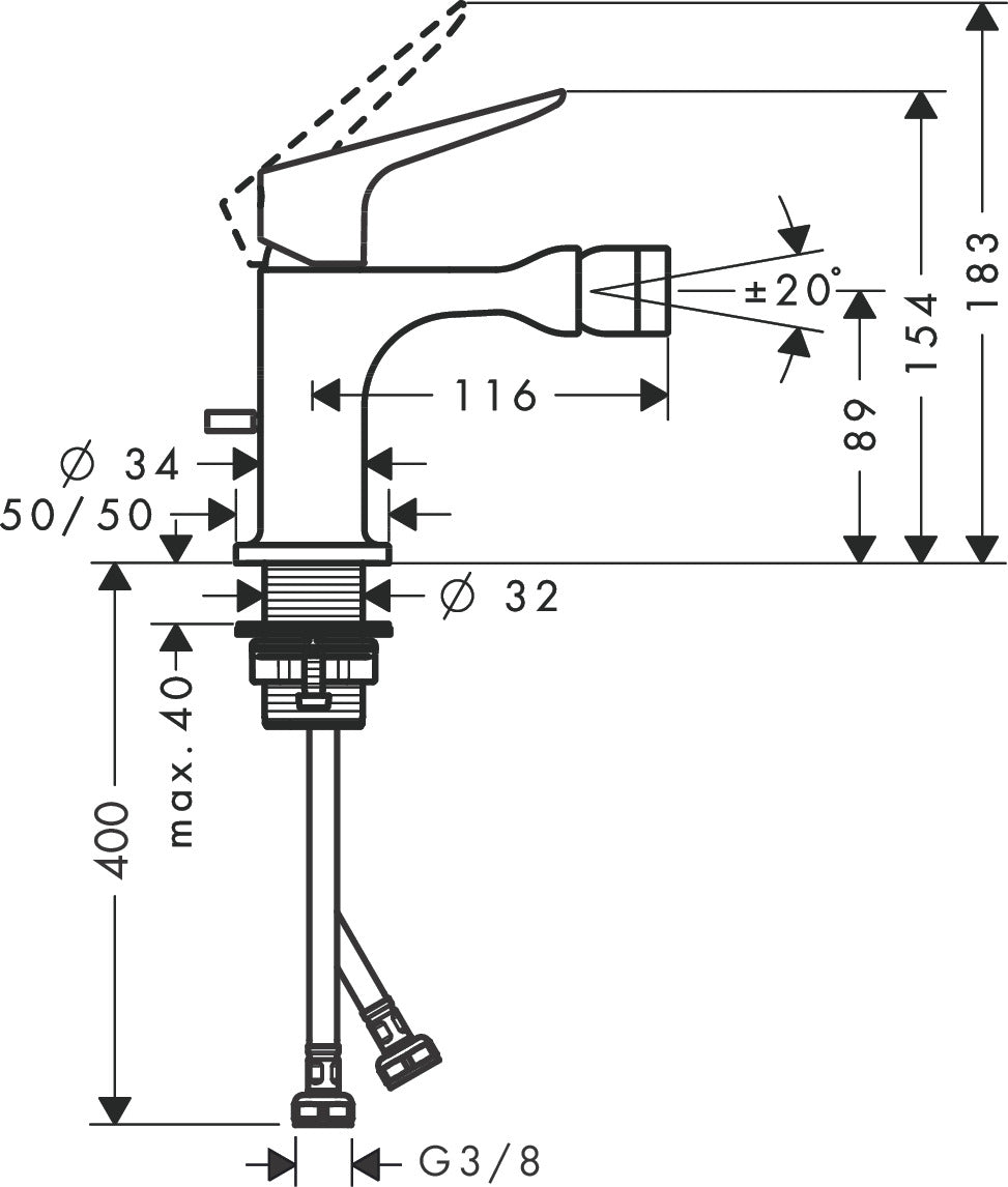 AXOR Citterio M Single lever bidet mixer with pop-up waste