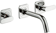 AXOR Citterio M 3-hole basin mixer for concealed installation wall-mounted with spout 166 mm, lever handles and escutcheons