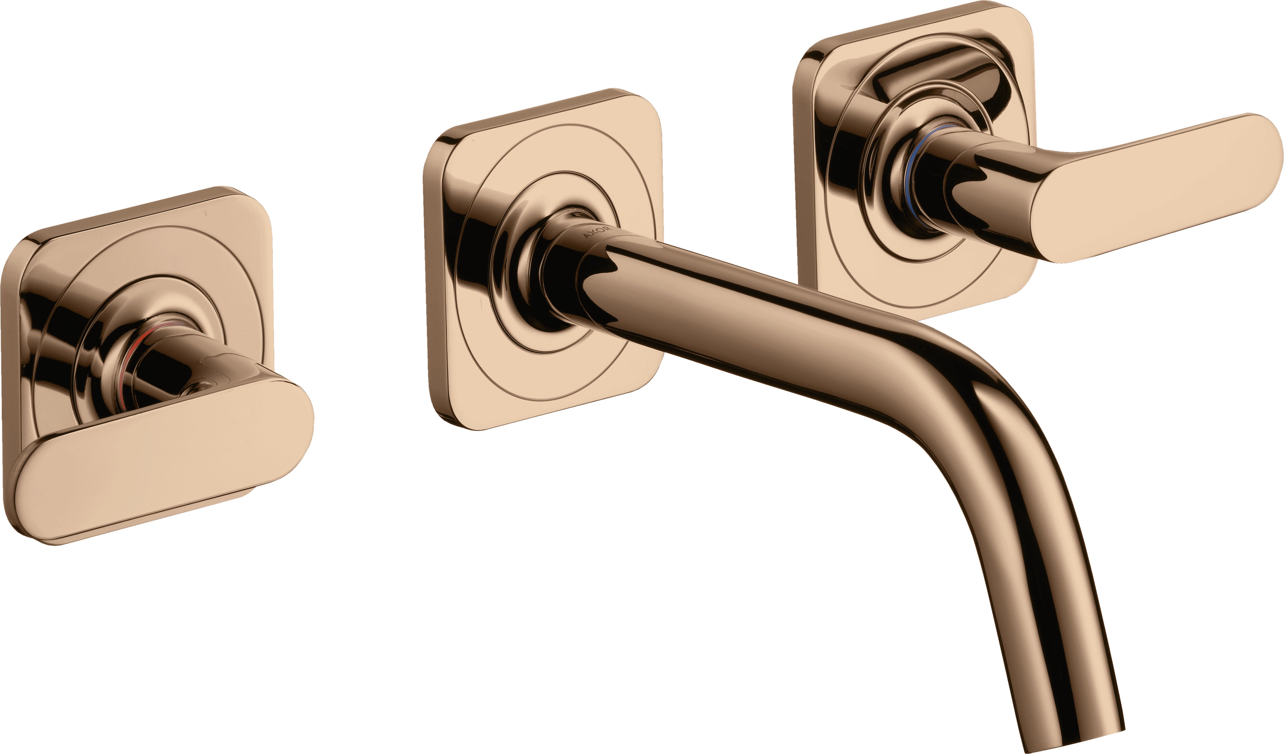 AXOR Citterio M 3-hole basin mixer for concealed installation wall-mounted with spout 166 mm, lever handles and escutcheons