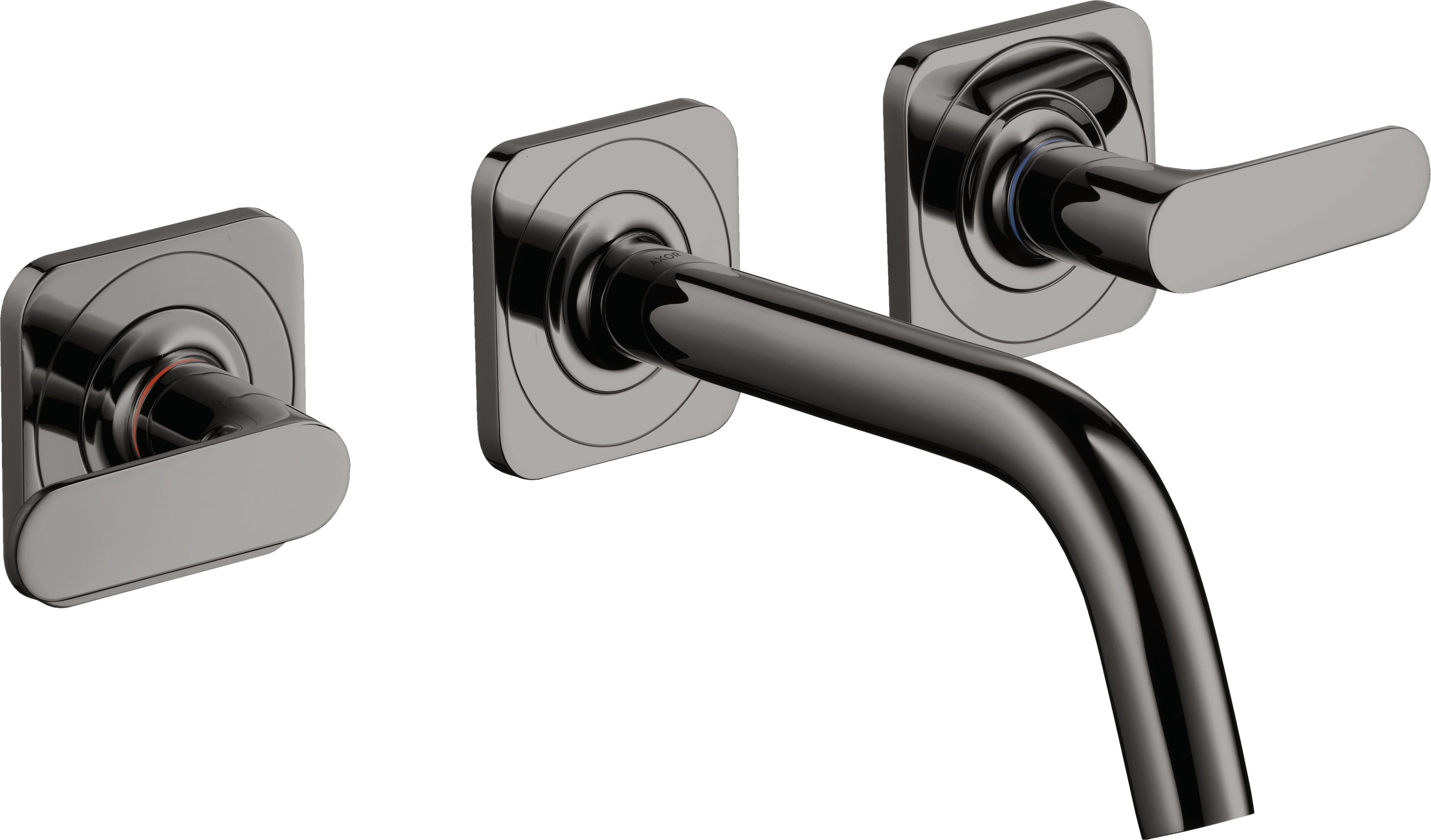 AXOR Citterio M 3-hole basin mixer for concealed installation wall-mounted with spout 166 mm, lever handles and escutcheons