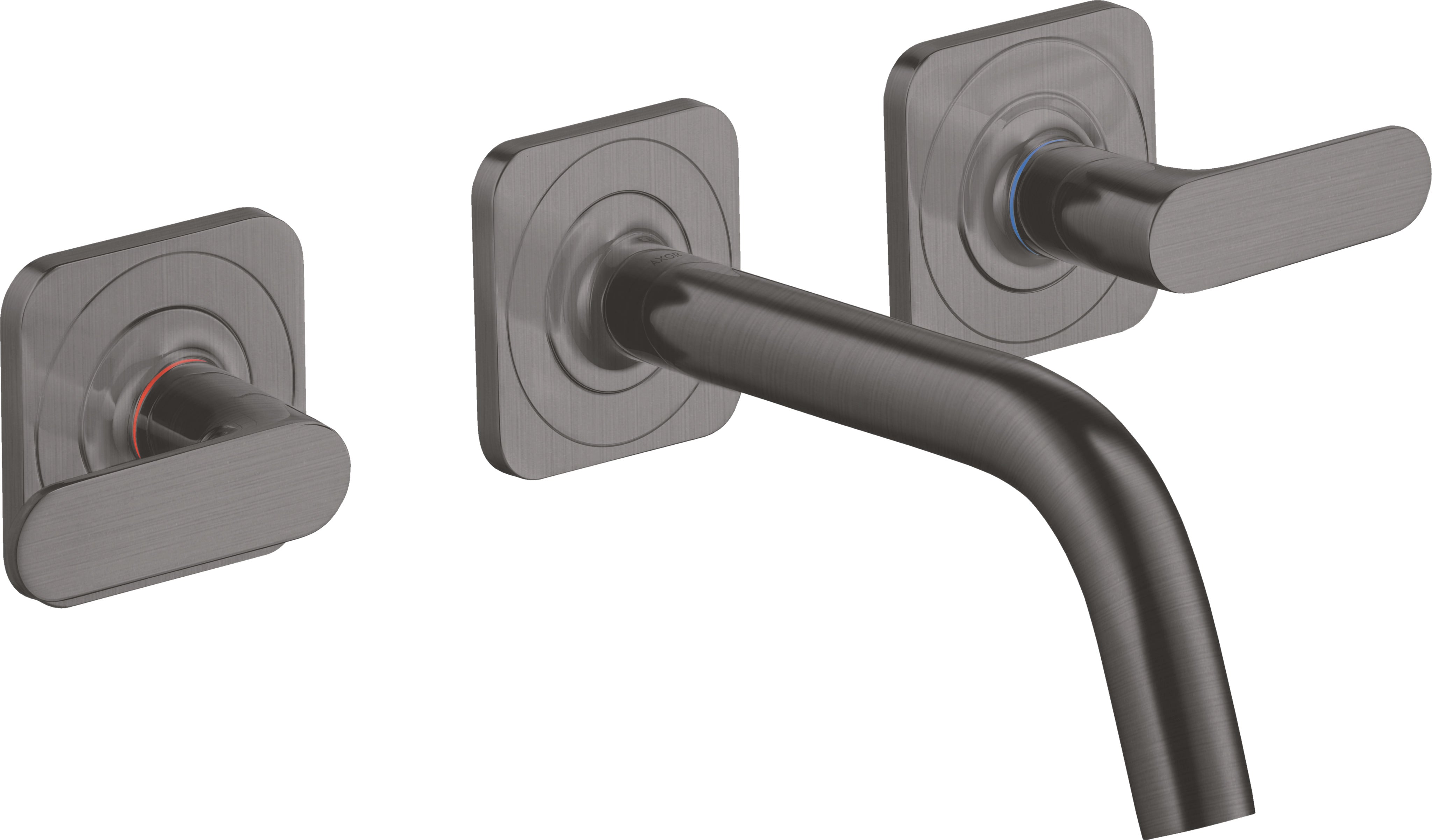 AXOR Citterio M 3-hole basin mixer for concealed installation wall-mounted with spout 166 mm, lever handles and escutcheons