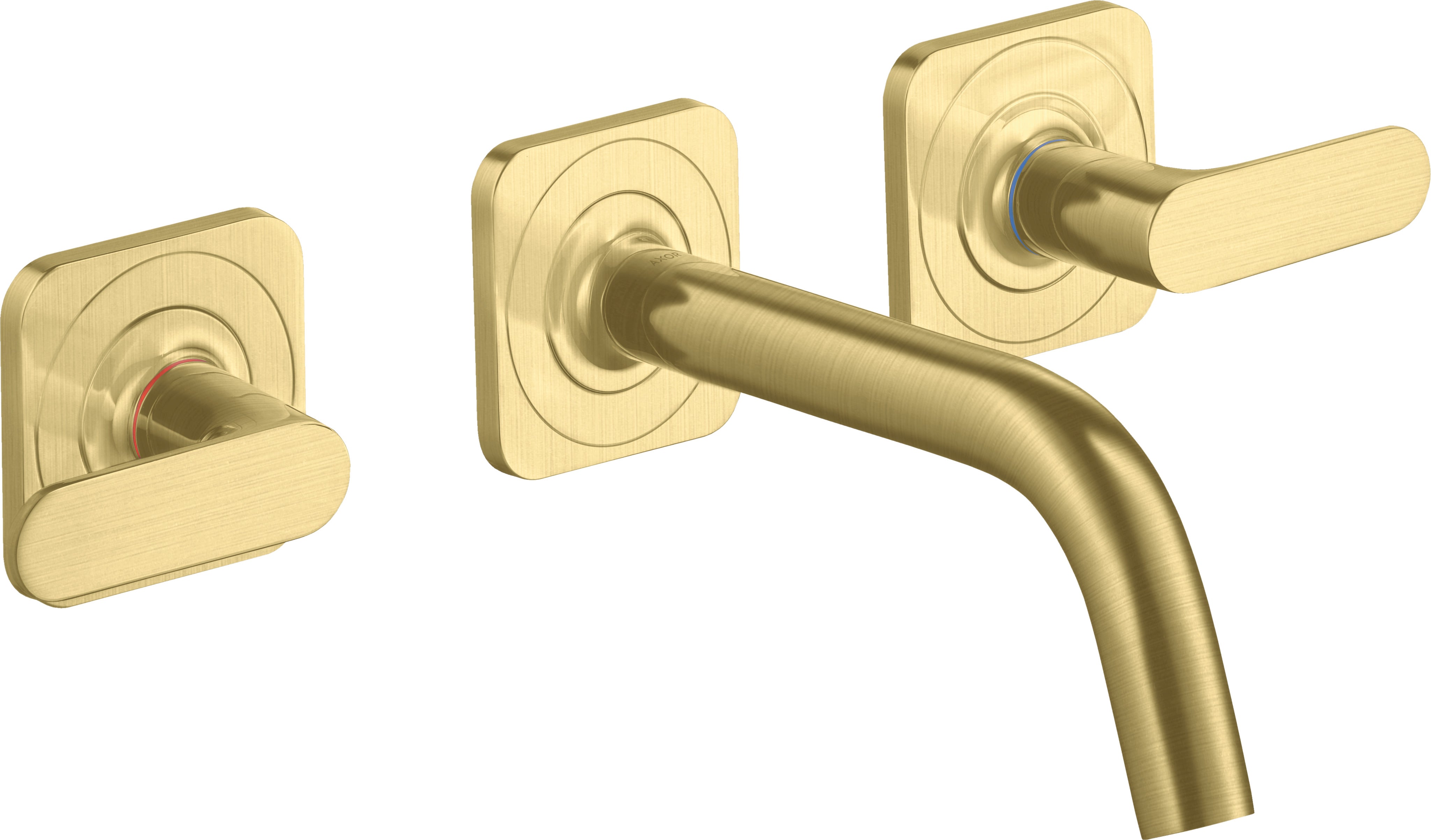 AXOR Citterio M 3-hole basin mixer for concealed installation wall-mounted with spout 166 mm, lever handles and escutcheons