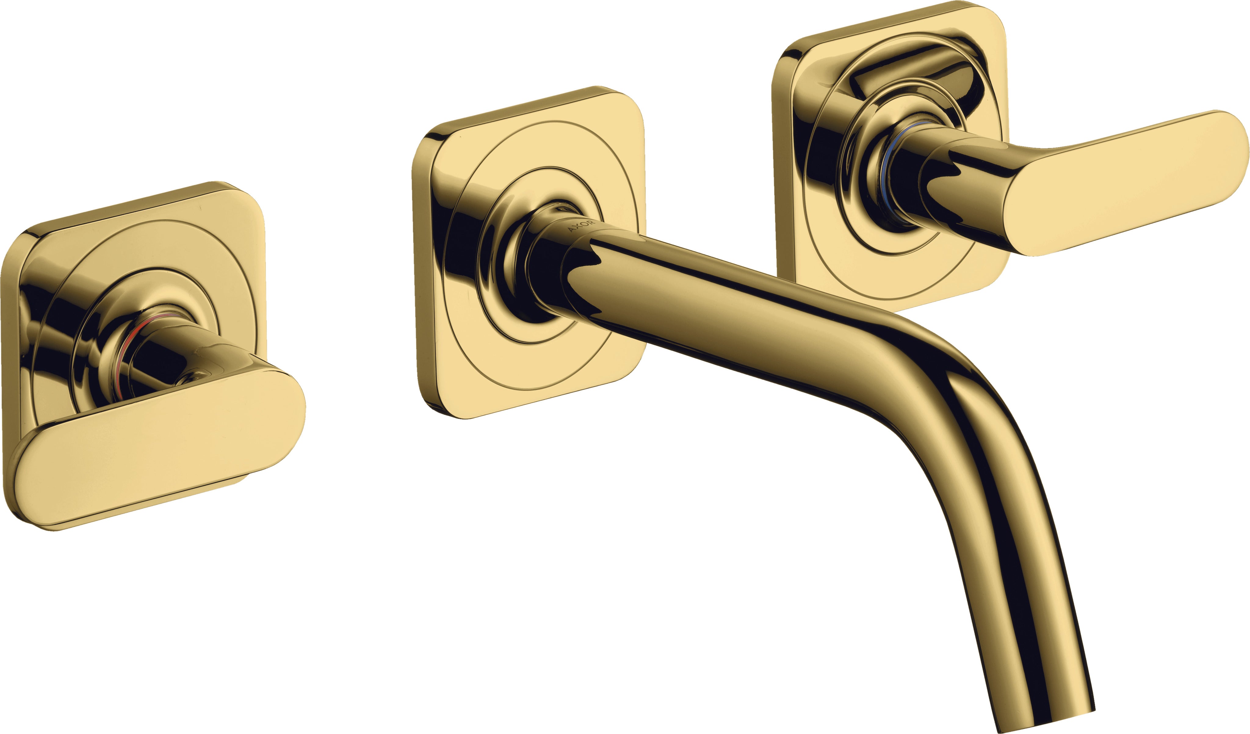 AXOR Citterio M 3-hole basin mixer for concealed installation wall-mounted with spout 166 mm, lever handles and escutcheons