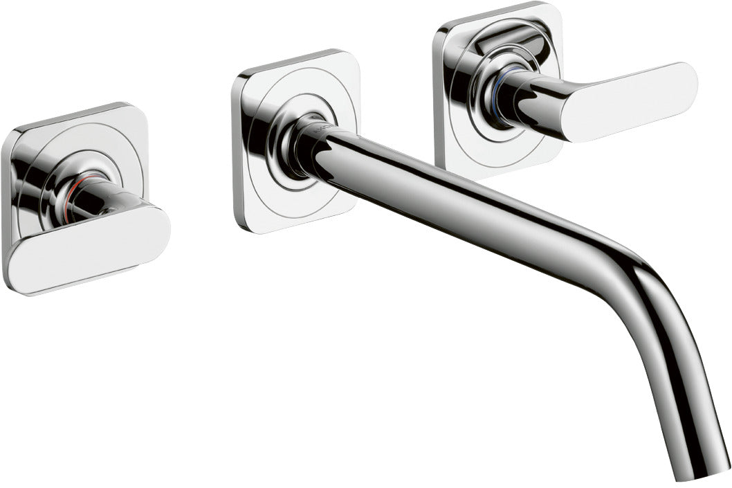 AXOR Citterio M 3-hole basin mixer for concealed installation wall-mounted with spout 226 mm, lever handles and escutcheons