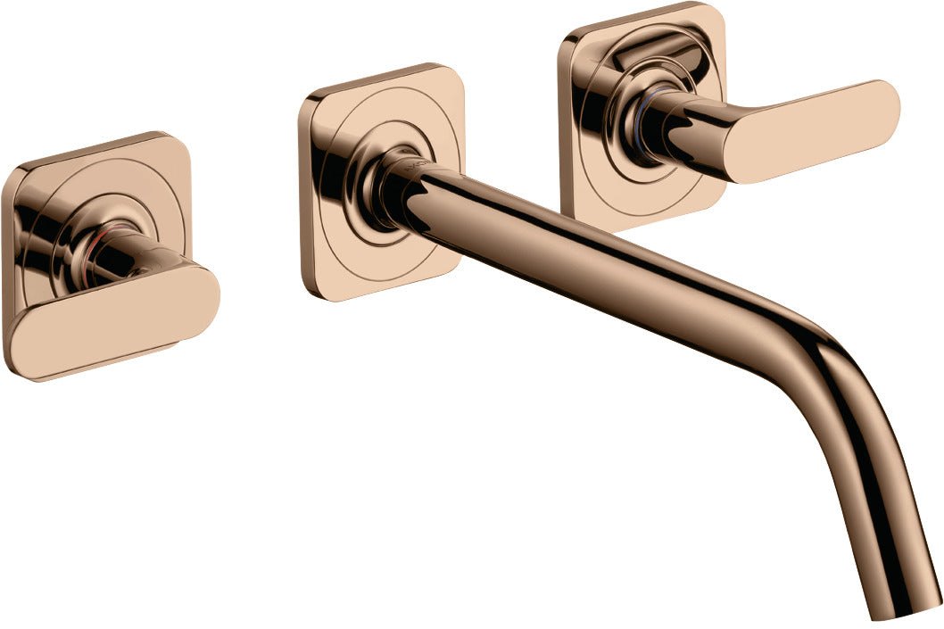 AXOR Citterio M 3-hole basin mixer for concealed installation wall-mounted with spout 226 mm, lever handles and escutcheons