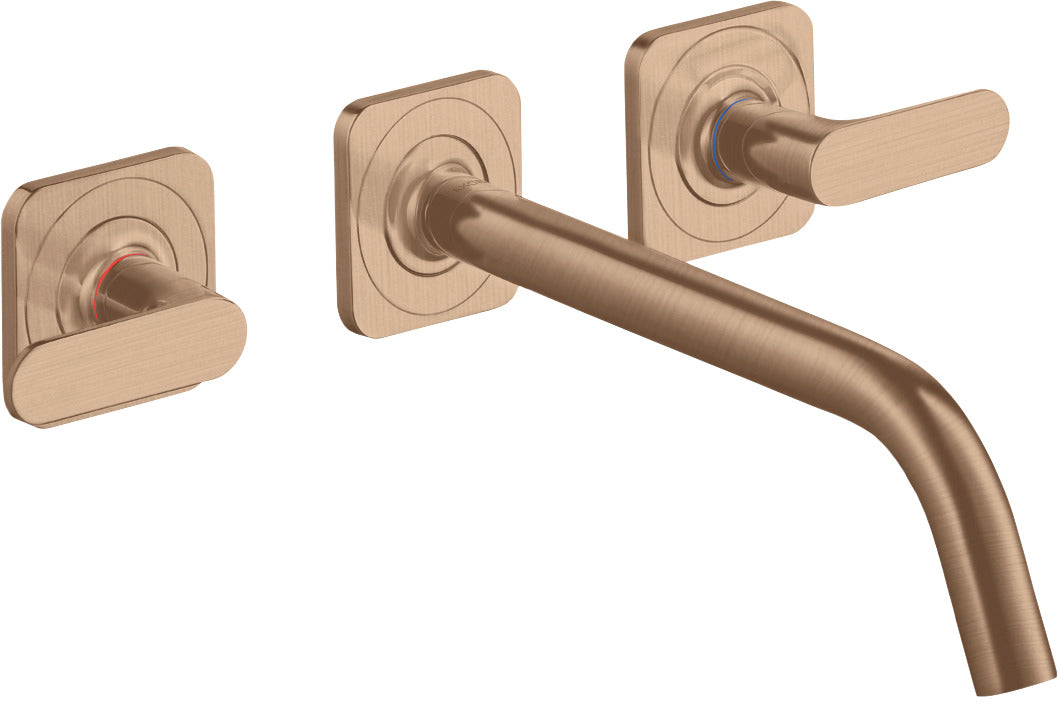 AXOR Citterio M 3-hole basin mixer for concealed installation wall-mounted with spout 226 mm, lever handles and escutcheons