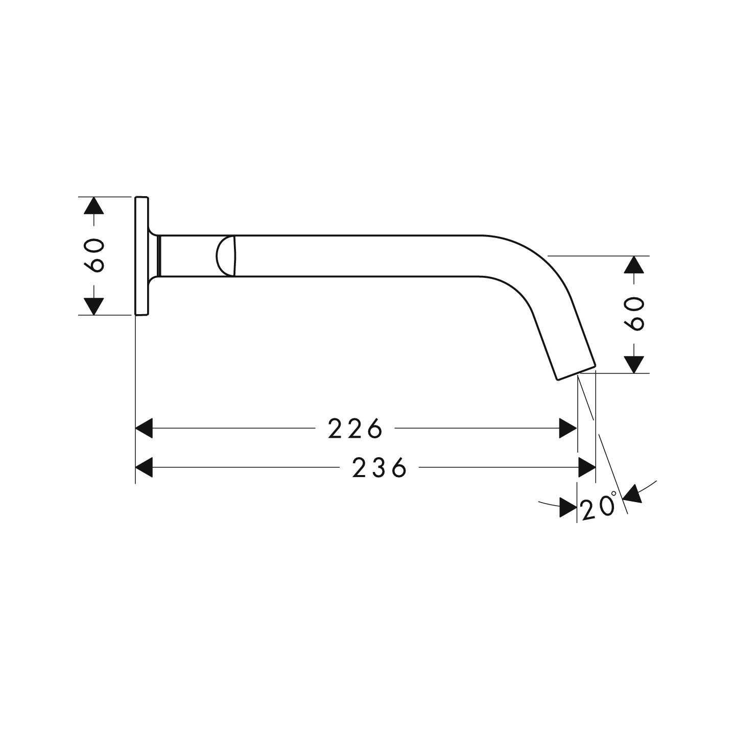 AXOR Citterio M 3-hole basin mixer for concealed installation wall-mounted with spout 226 mm, lever handles and escutcheons