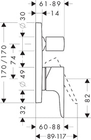 AXOR Citterio M Single lever manual bath mixer for concealed installation with integrated backflow prevention