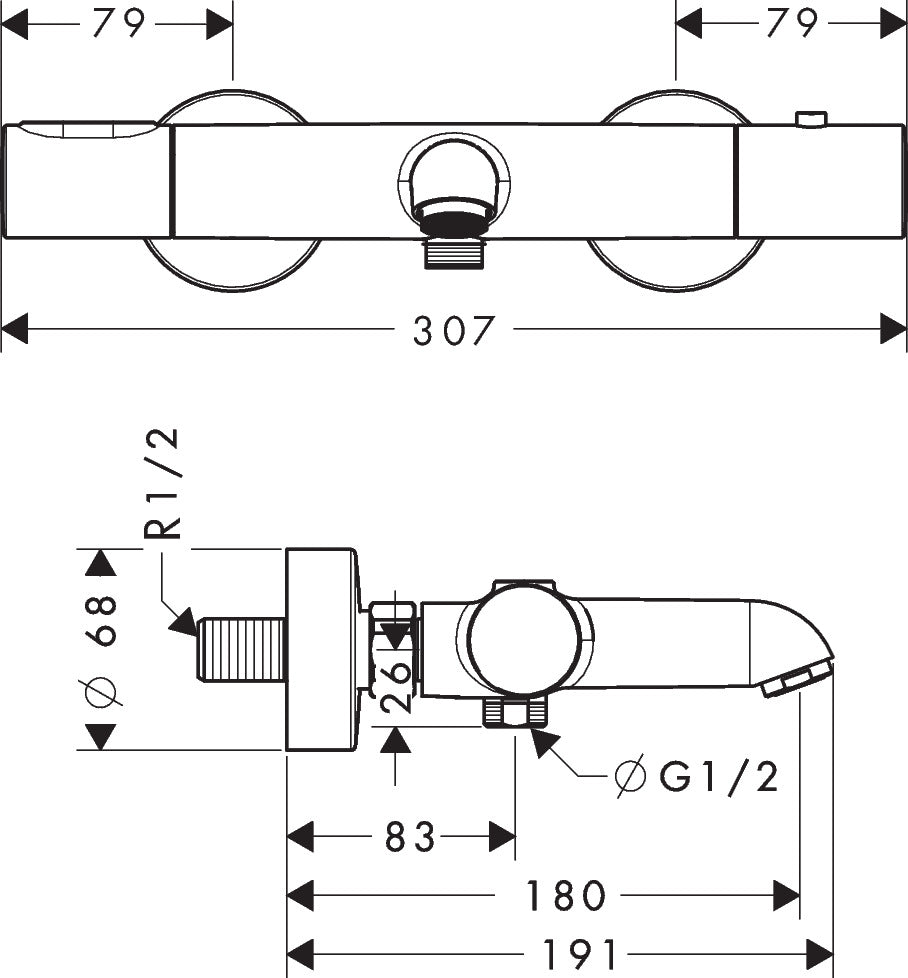 AXOR Citterio M Thermostatic bath mixer for exposed installation