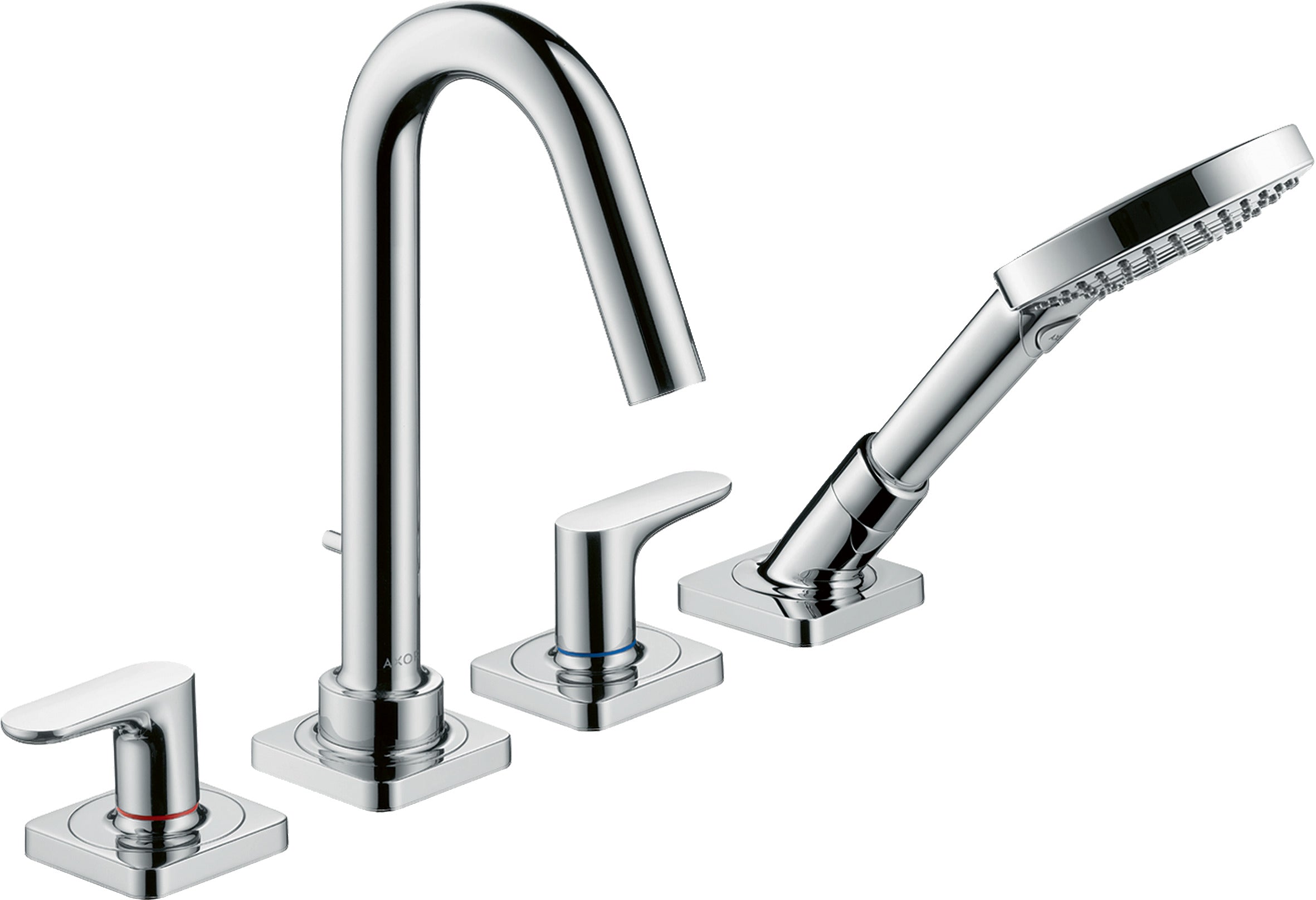 AXOR Citterio M 4-hole rim-mounted bath mixer with lever handles and escutcheons