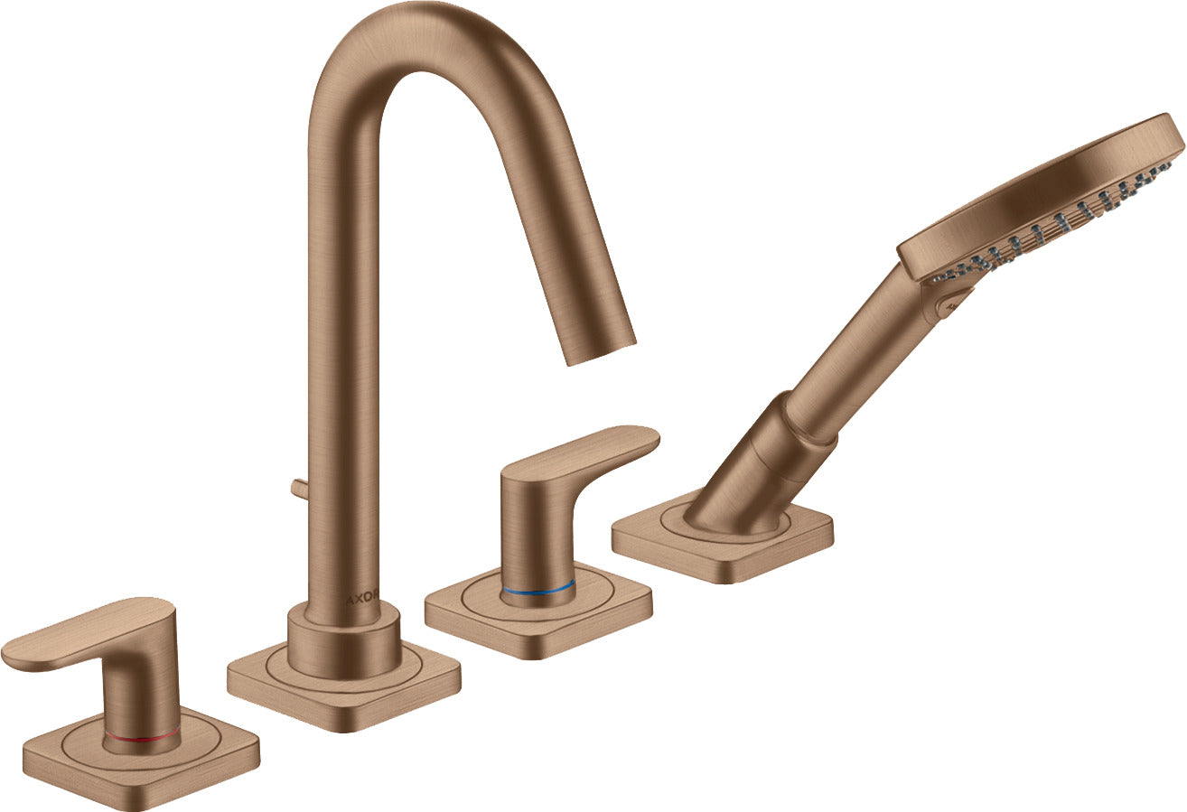 AXOR Citterio M 4-hole rim-mounted bath mixer with lever handles and escutcheons