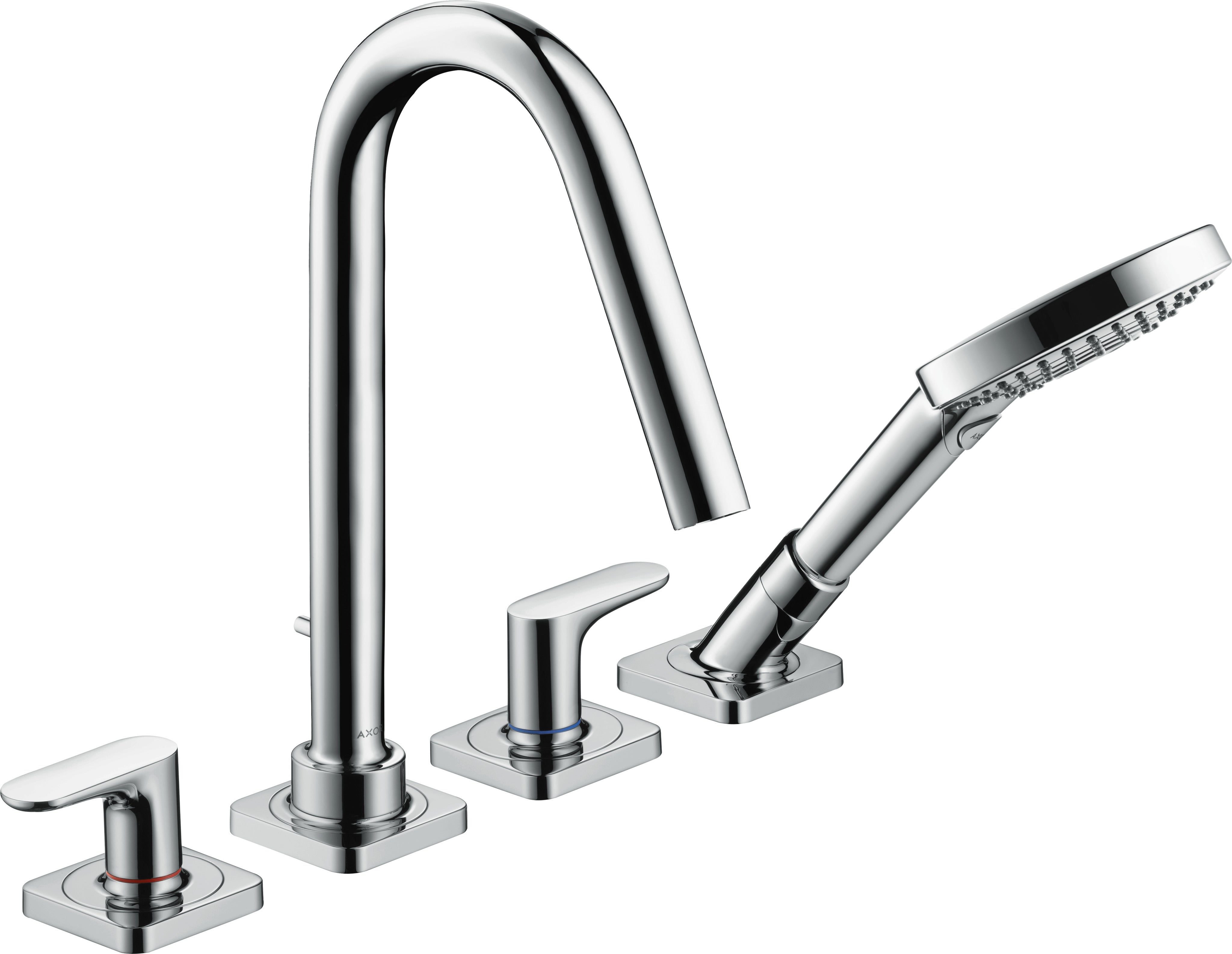 AXOR Citterio M 4-hole tile mounted bath mixer with lever handles and escutcheons