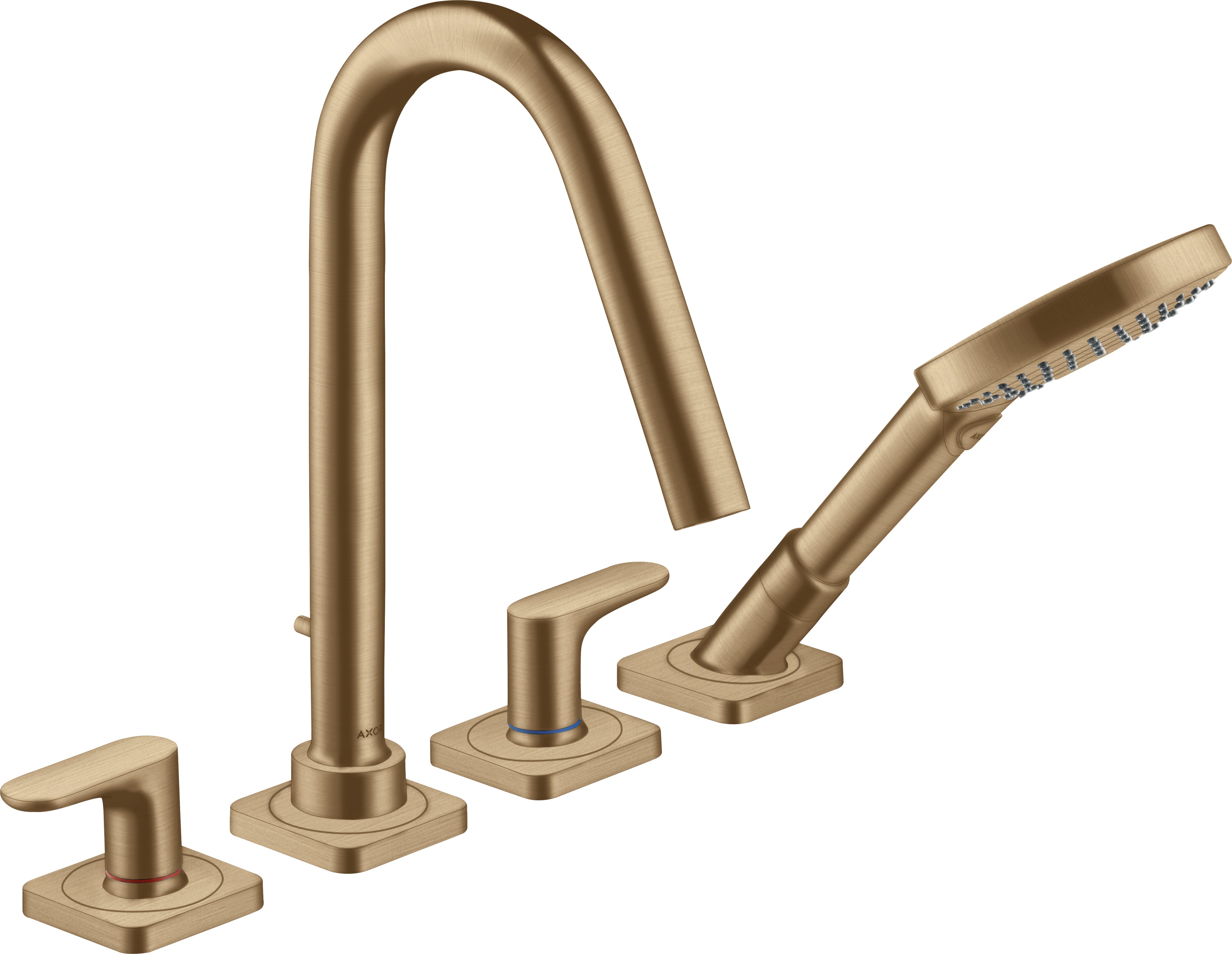 AXOR Citterio M 4-hole tile mounted bath mixer with lever handles and escutcheons