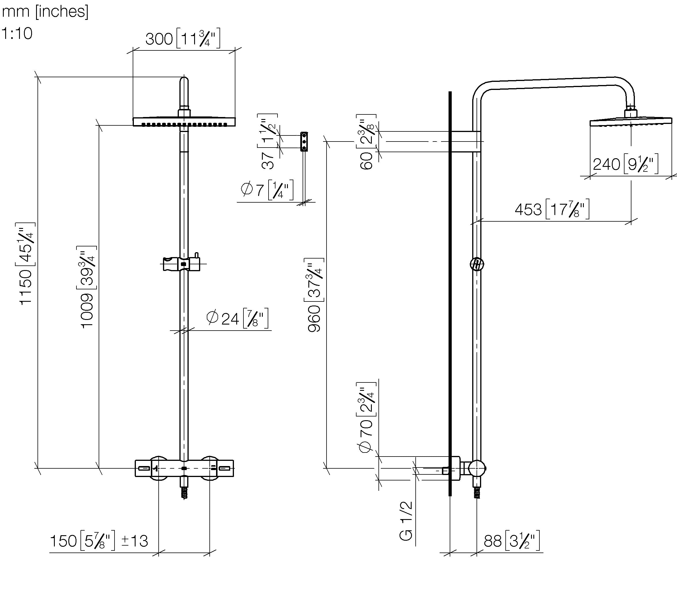Showerpipe With Shower Thermostat Without Hand Shower Flowreduce Chrome