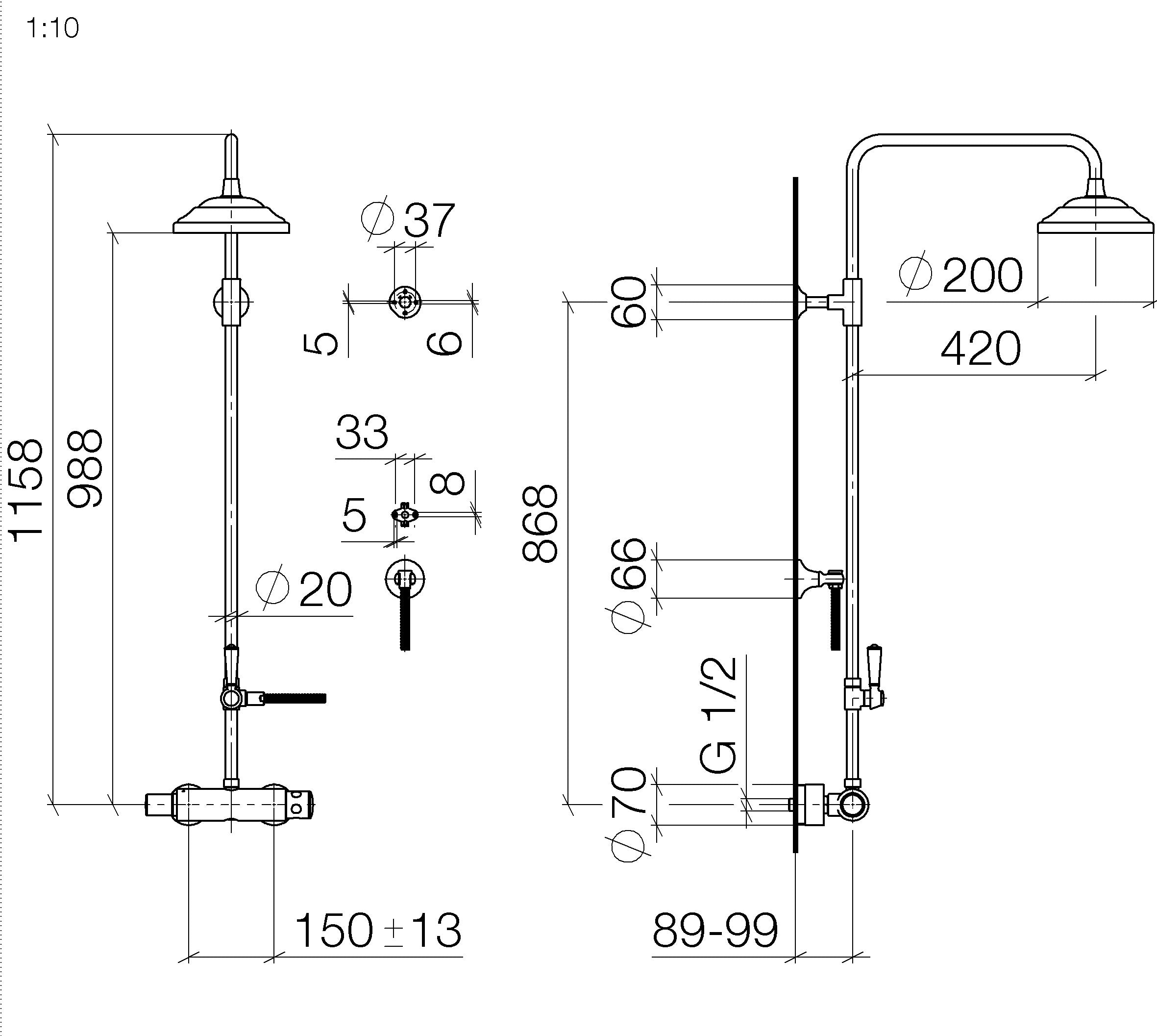 Madison Showerpipe With Shower Thermostat Without Hand Shower Chrome