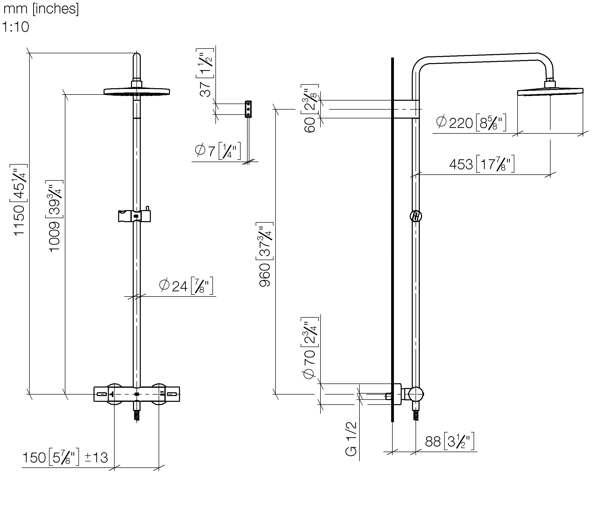 Showerpipe With Shower Thermostat Without Hand Shower Flowreduce Chrome II