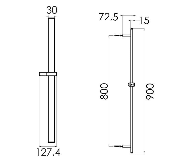 SLIM FLAT Shower Slider Bar 900mm