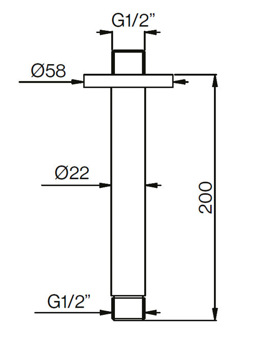 X11 - 200mm Ceiling Arm - PVD