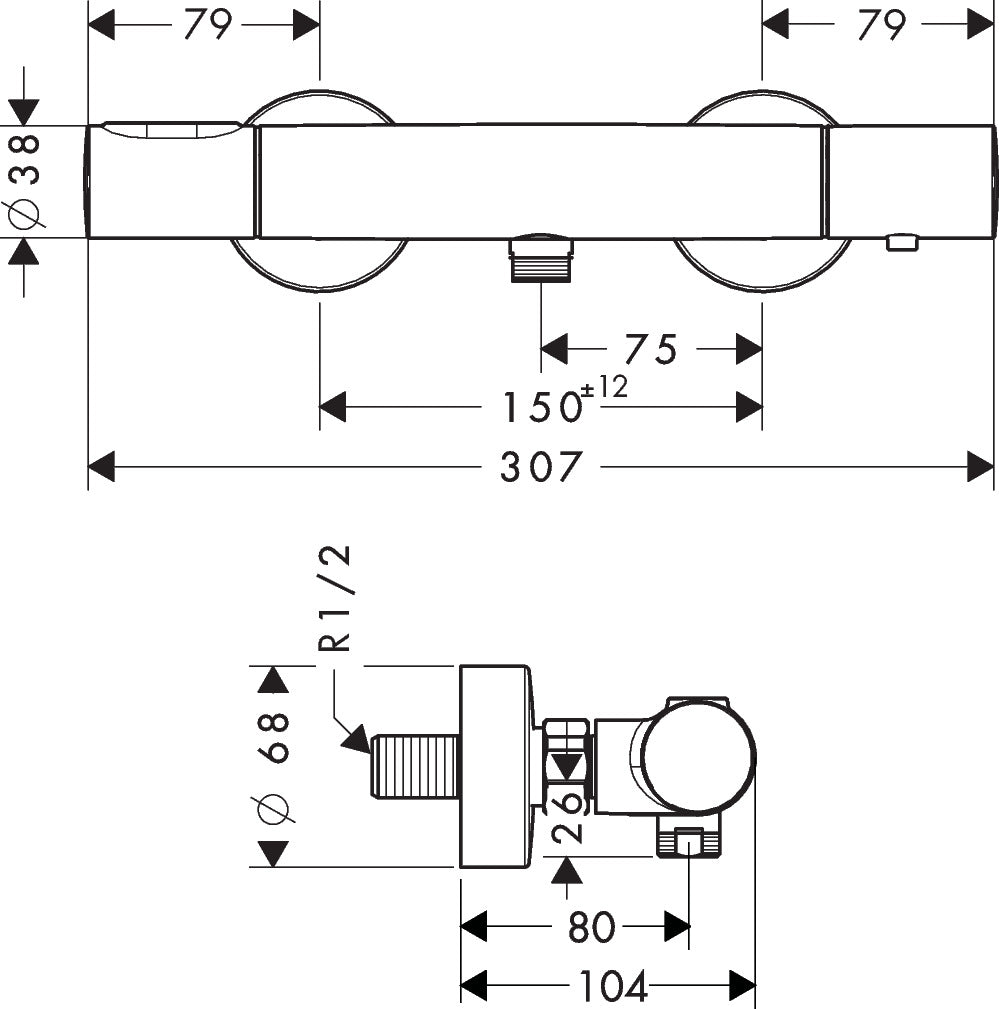 AXOR Citterio M Thermostatic shower mixer for exposed installation
