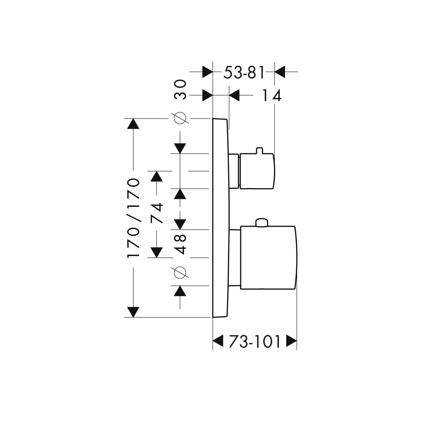 AXOR Citterio M Thermostatic mixer for concealed installation with shut-off valve