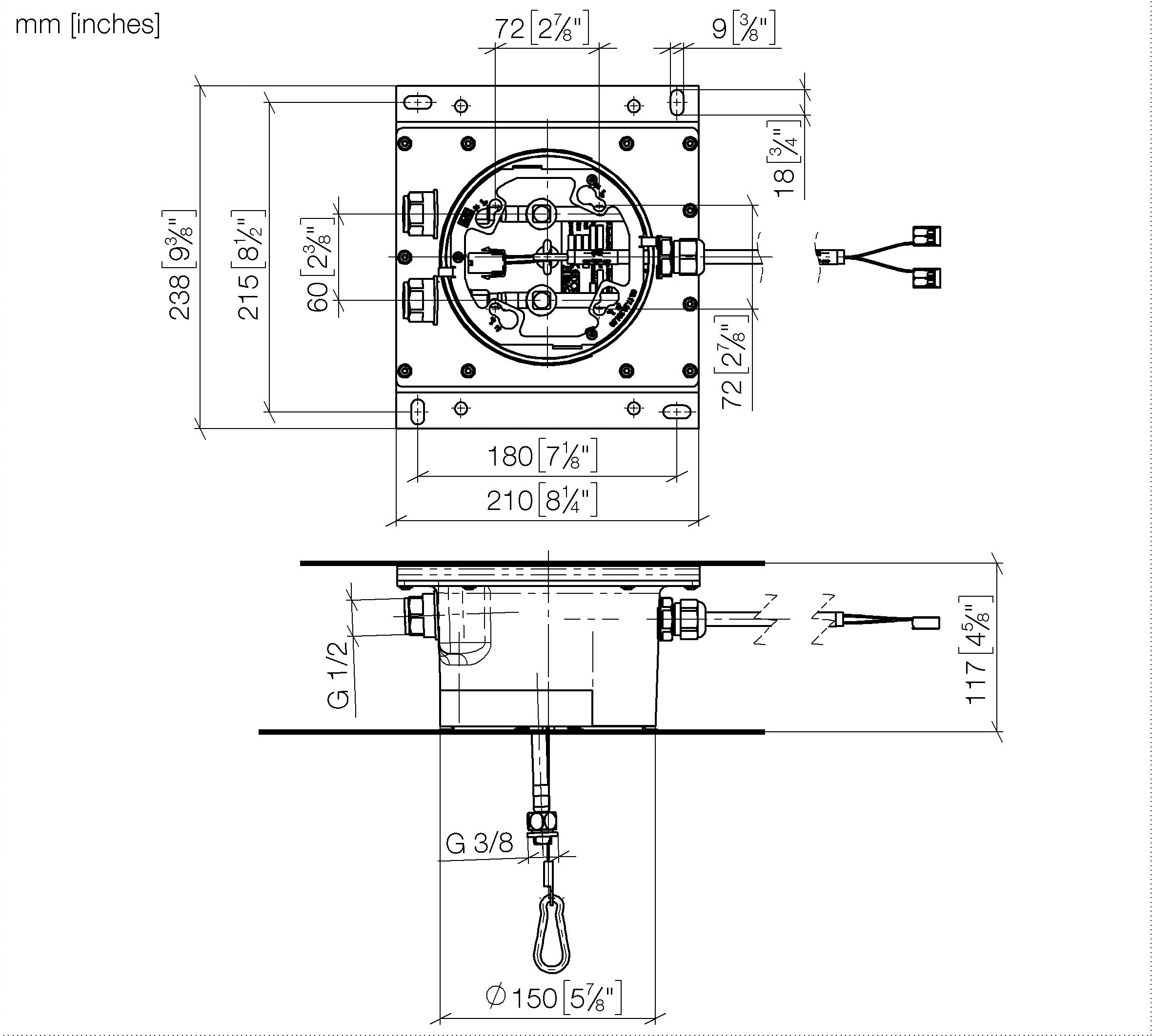 Concealed Ceiling Installation Box For Surface Mounted Ceiling Installation With Light