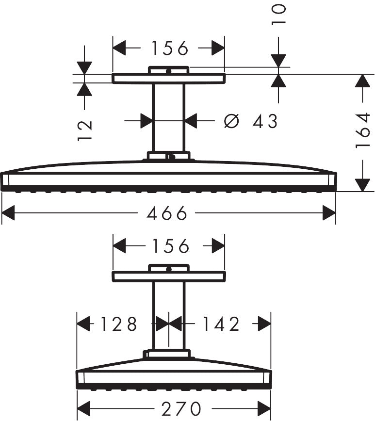 AXOR ShowerSolutions Overhead shower 460/300 1jet with ceiling connection