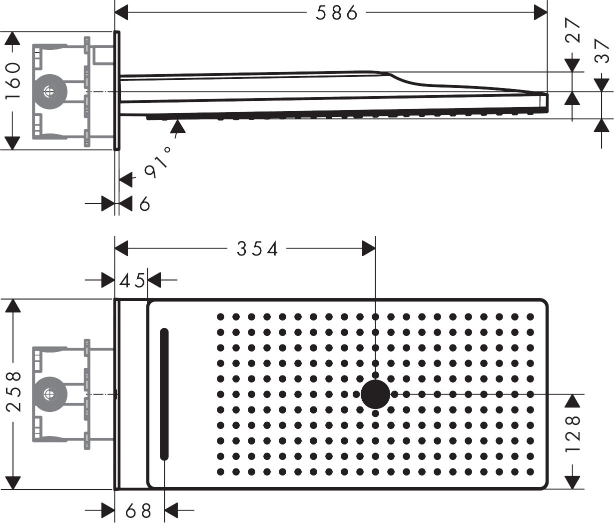 AXOR ShowerSolutions Overhead shower 250/580 3jet