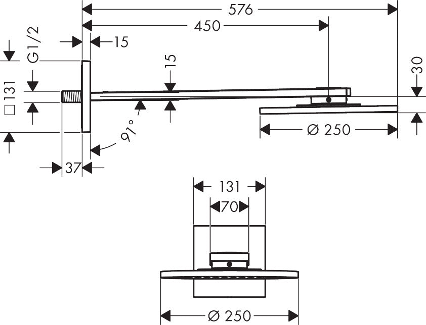 AXOR ShowerSolutions Overhead shower 250 1jet with shower arm