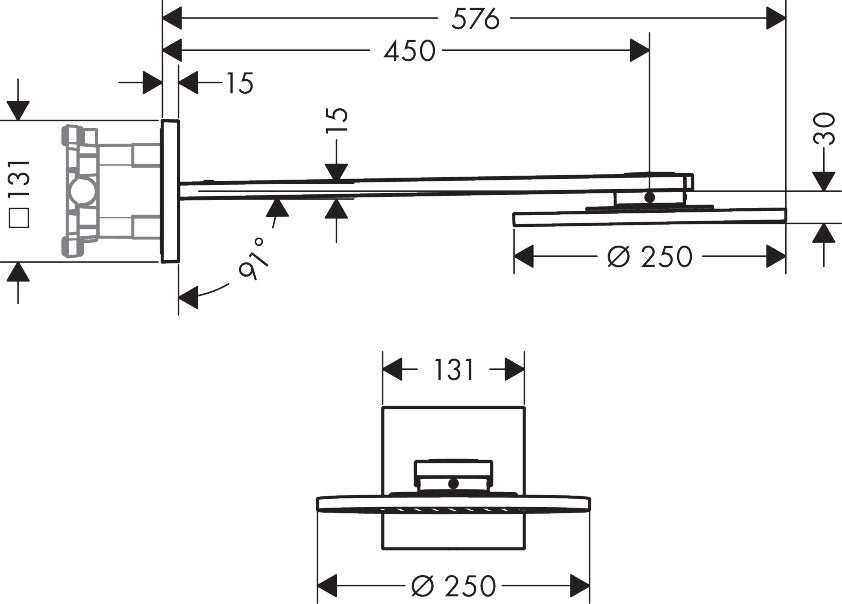 AXOR ShowerSolutions Overhead shower 250 2jet with shower arm