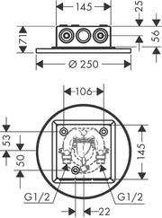 AXOR ShowerSolutions Overhead shower 250 2jet ceiling integrated