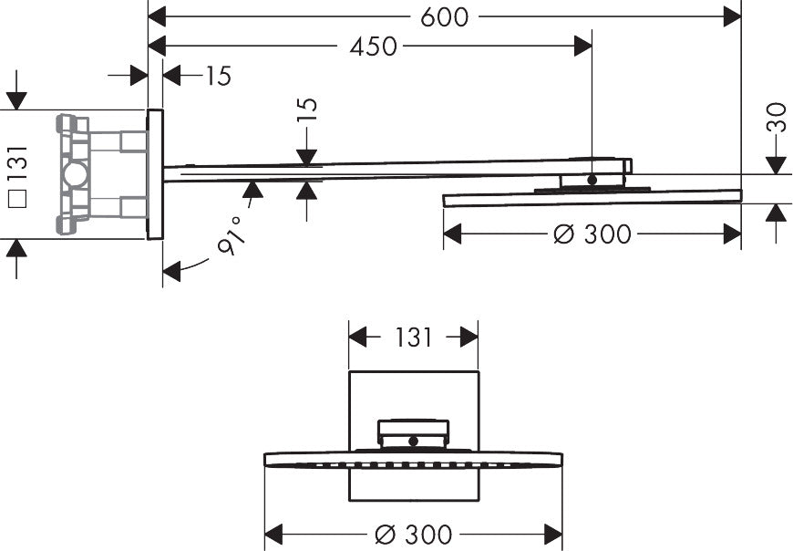 AXOR ShowerSolutions Overhead shower 300 2jet with shower arm