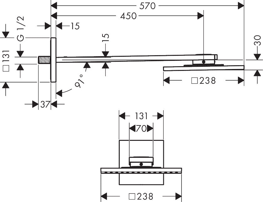 AXOR ShowerSolutions Overhead shower 250/250 1jet with shower arm