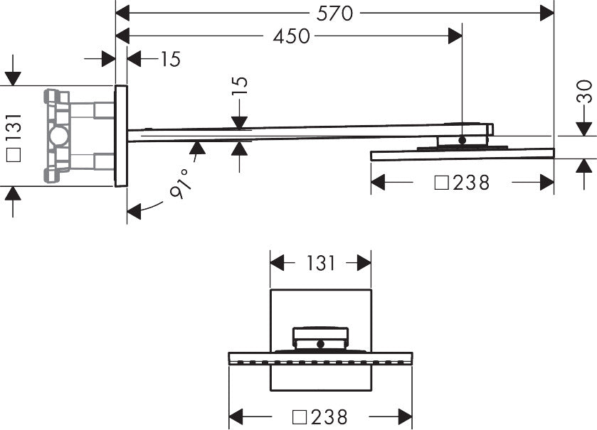 AXOR ShowerSolutions Overhead shower 250/250 2jet with shower arm