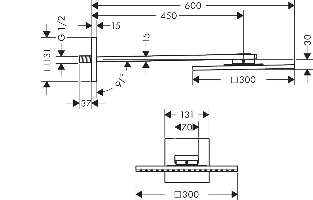AXOR ShowerSolutions Overhead shower 300/300 1jet with shower arm