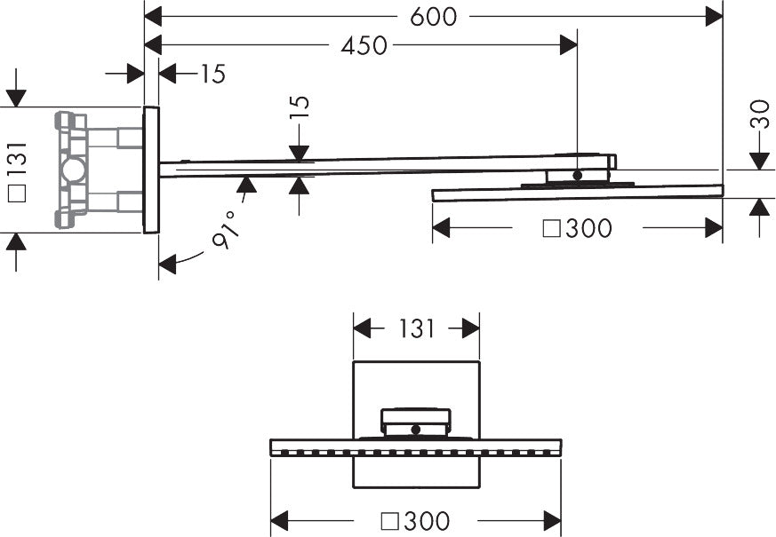 AXOR ShowerSolutions Overhead shower 300/300 2jet with shower arm