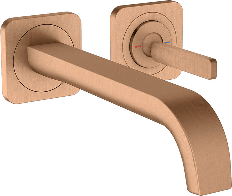 AXOR Citterio E Single lever basin mixer wall-mounted with pin handle, spout 221 mm and escutcheons