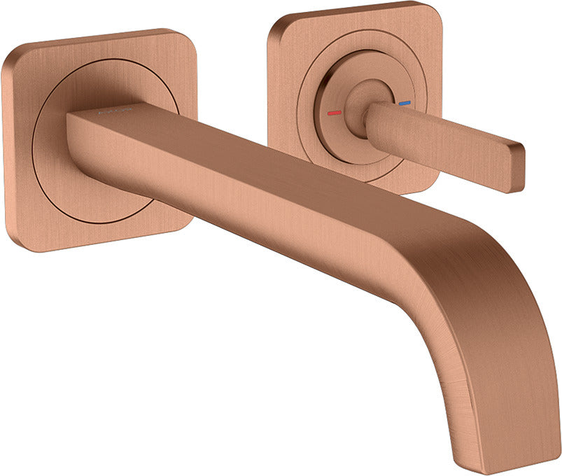 AXOR Citterio E Single lever basin mixer wall-mounted with pin handle, spout 221 mm and escutcheons
