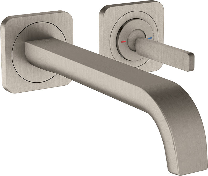 AXOR Citterio E Single lever basin mixer wall-mounted with pin handle, spout 221 mm and escutcheons