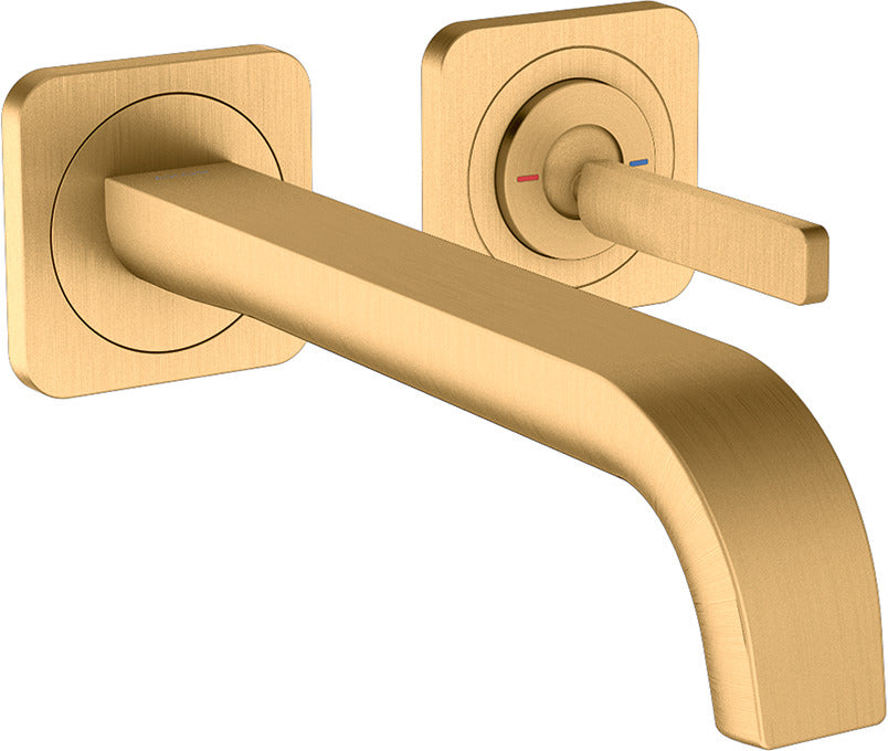 AXOR Citterio E Single lever basin mixer wall-mounted with pin handle, spout 221 mm and escutcheons