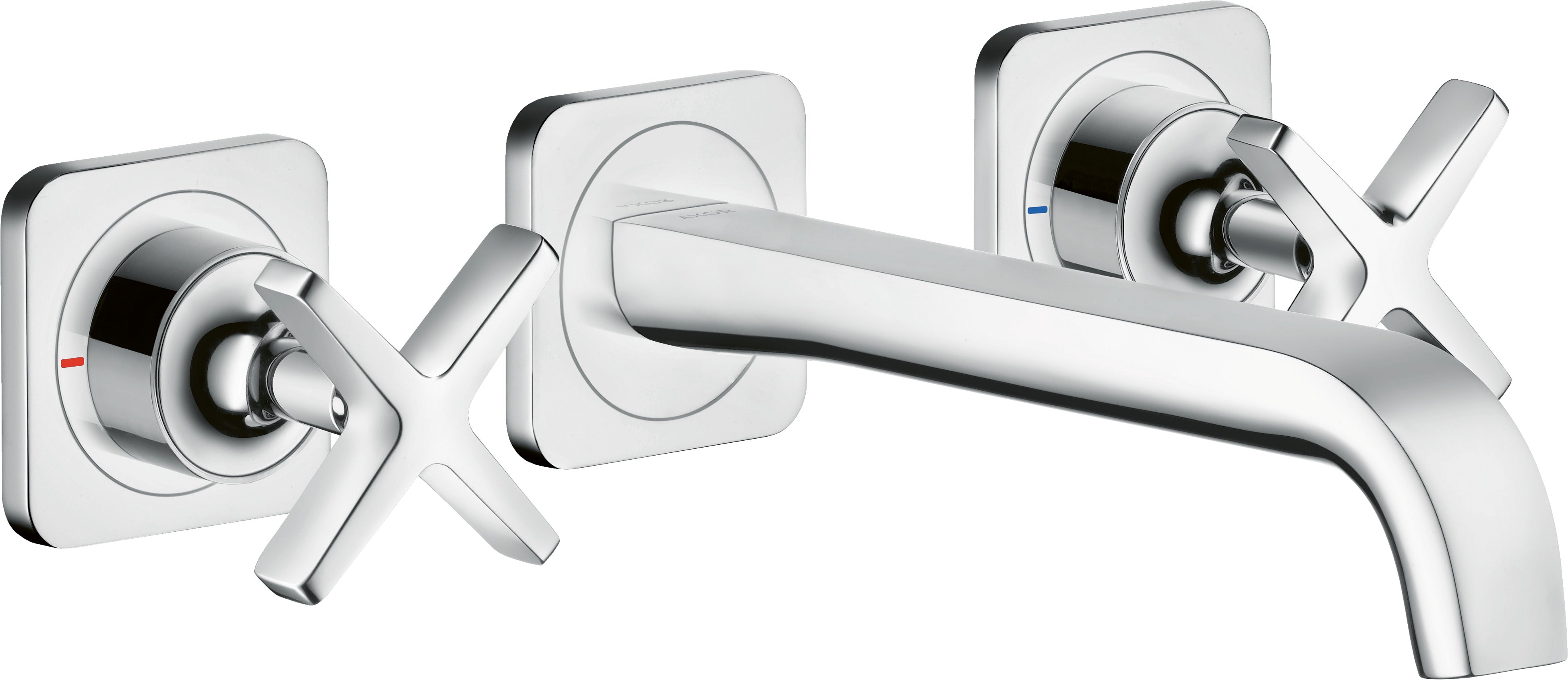 AXOR Citterio E 3-hole basin mixer for concealed installation wall-mounted with spout 220 mm and escutcheons