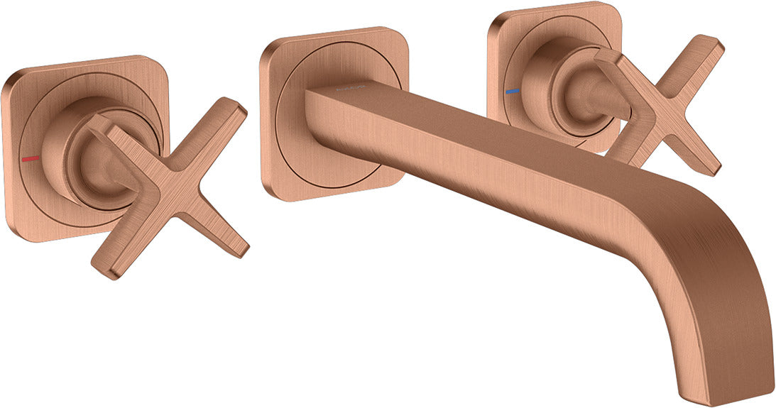 AXOR Citterio E 3-hole basin mixer for concealed installation wall-mounted with spout 220 mm and escutcheons