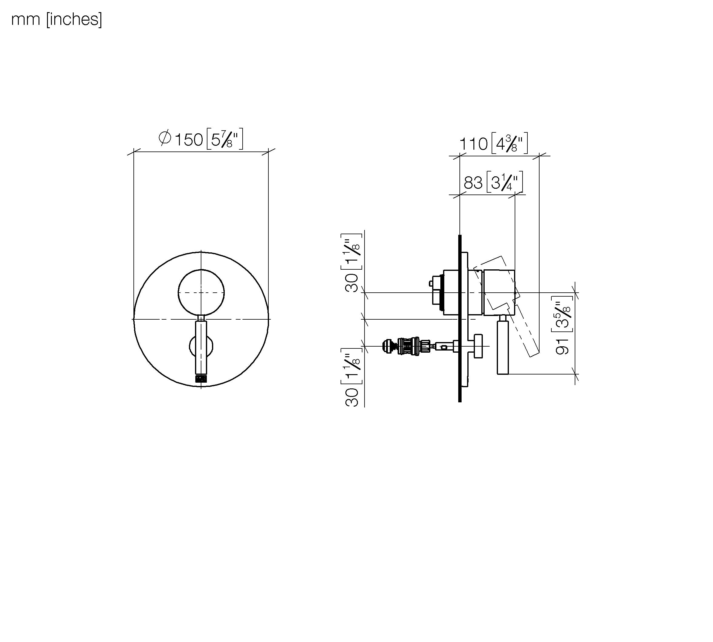 Concealed Single Lever Mixer With Diverter Chrome