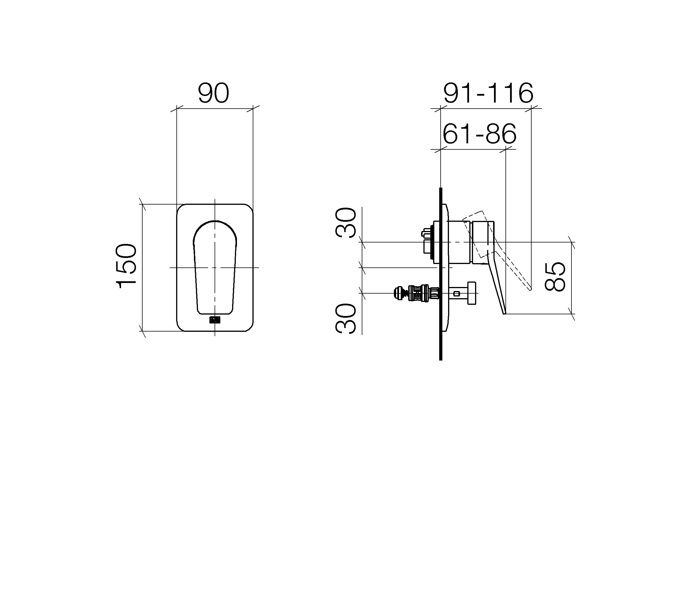 Liss Concealed Single Lever Mixer With Diverter Chrome