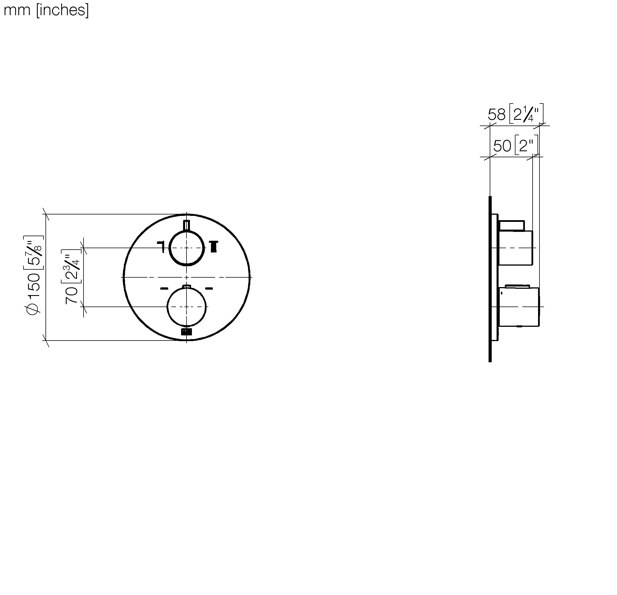 Concealed Thermostat With Two Function Volume Control Chrome II