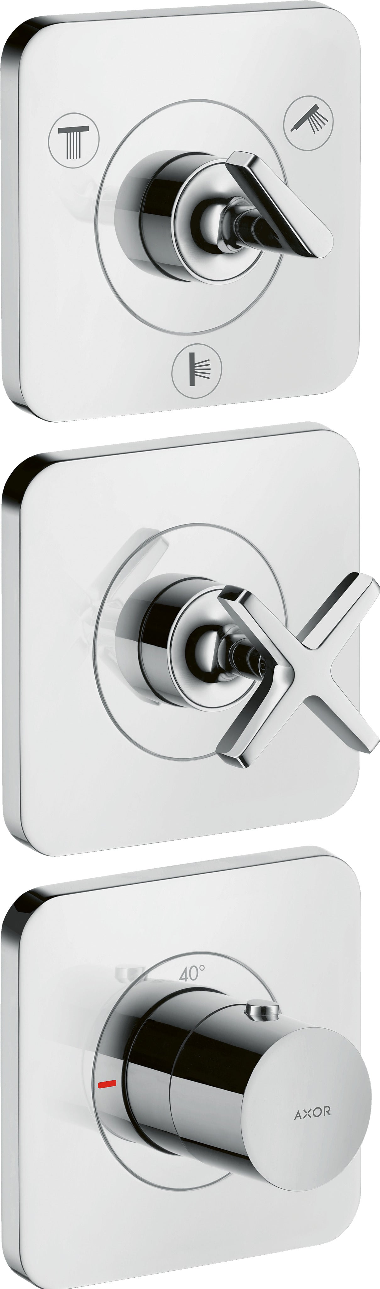 AXOR Citterio E Thermostatic module 380/120 for concealed installation for 3 outlets with escutcheons