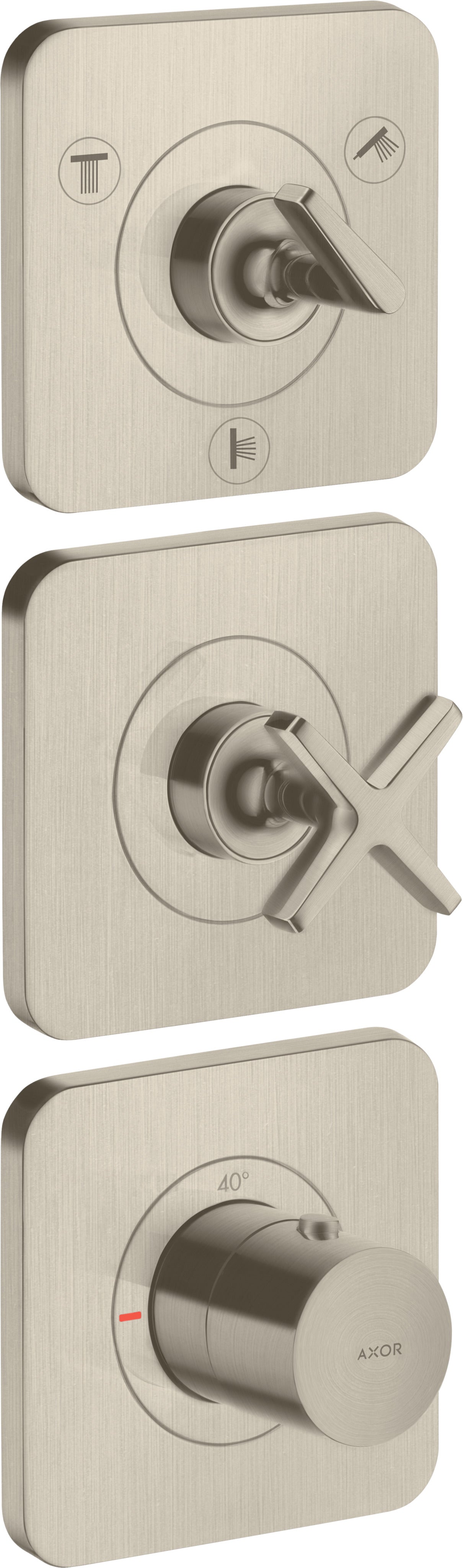 AXOR Citterio E Thermostatic module 380/120 for concealed installation for 3 outlets with escutcheons