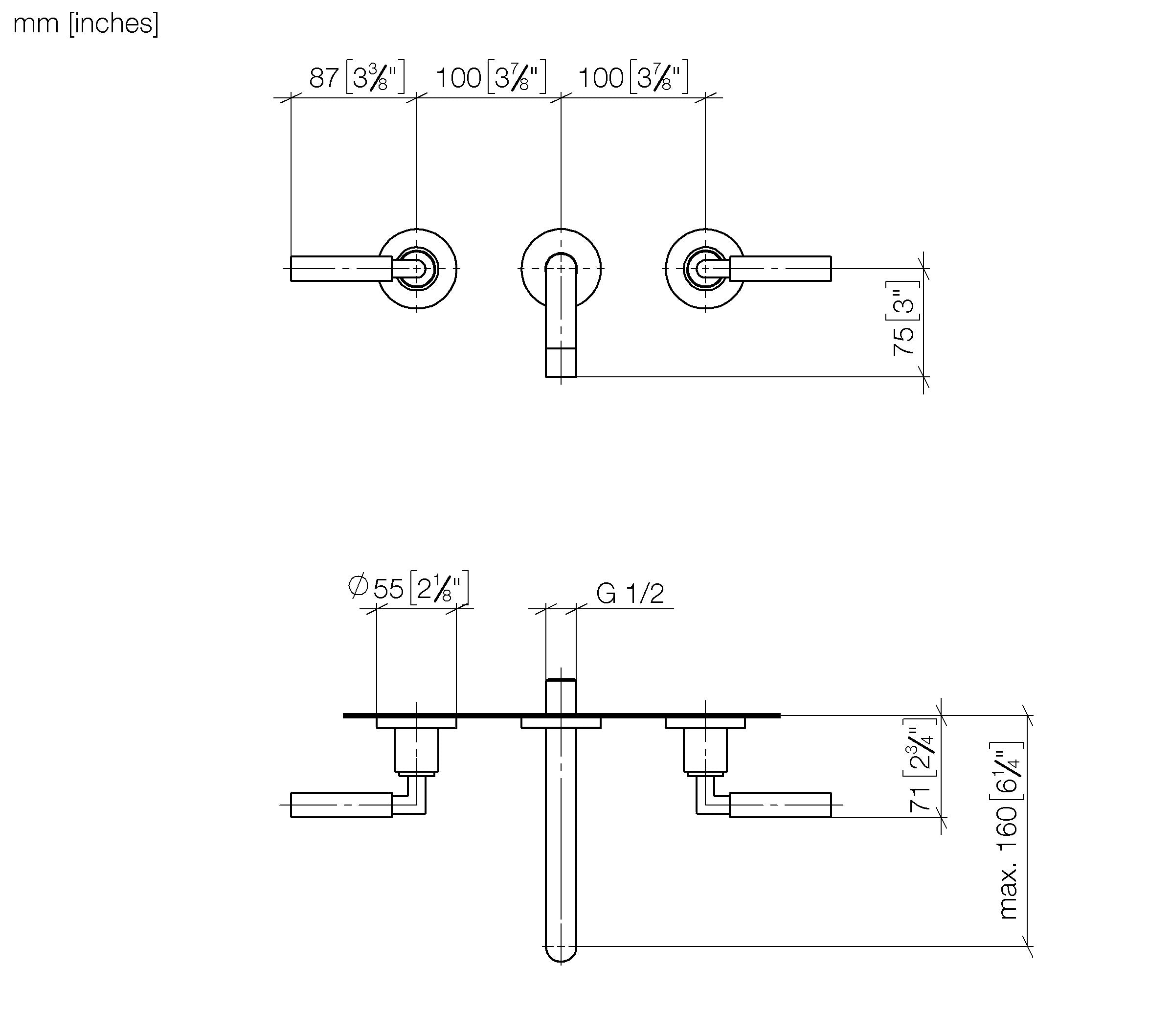 Tara Wall Mounted Basin Mixer Without Pop Up Waste Chrome